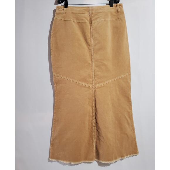 Vtg Newport News Fine Wale Corduroy Slit Raw Hem Maxi Skirt 32 XL Boho Cowgirl - Picture 2 of 10